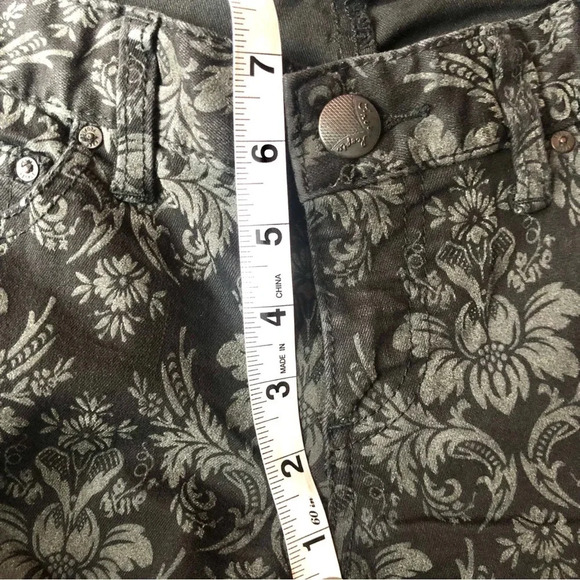 Free People Damask Brocade Skinny Jeans Black Sz 25 Goth Punk Indy Sleaze - Picture 7 of 10